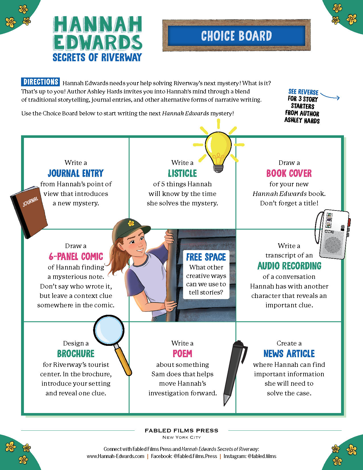 Hannah Edwards Choice Board Printable Activity