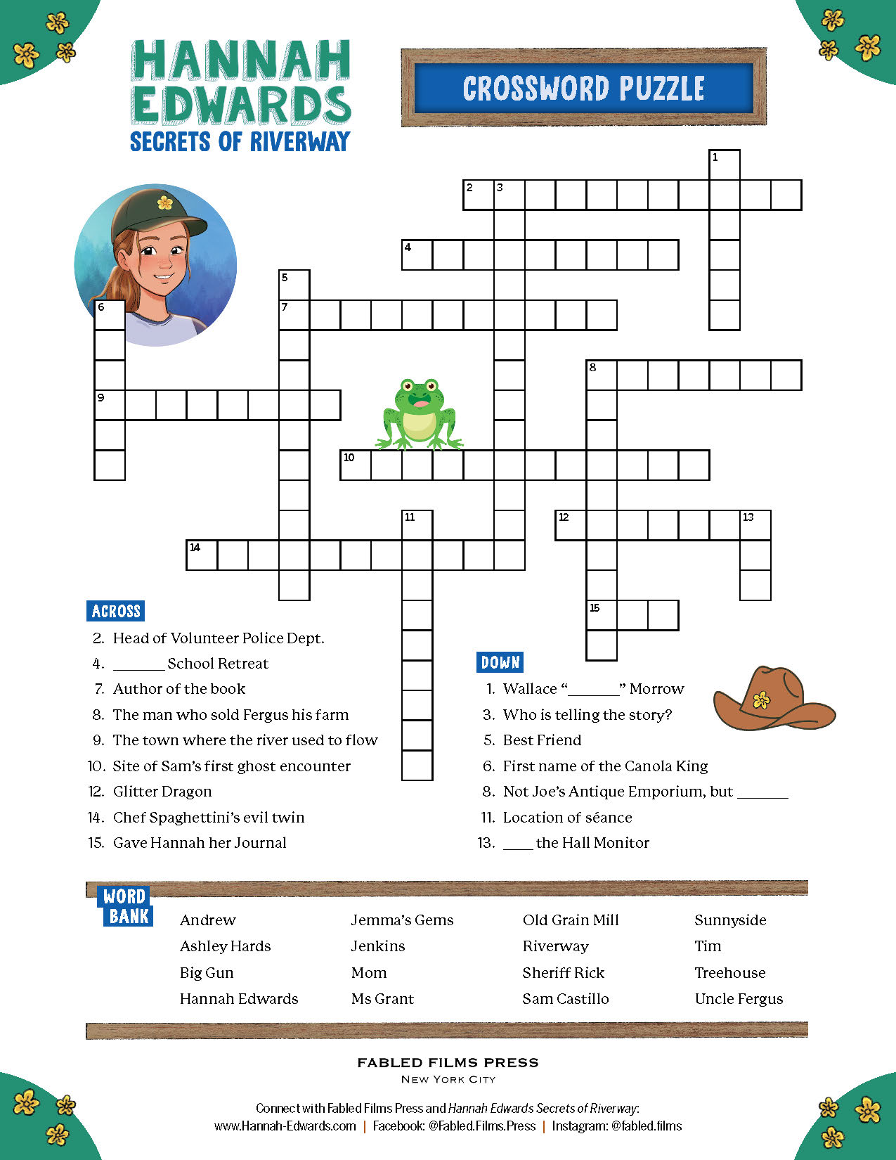Hannah Edwards Crossword Printable Activity