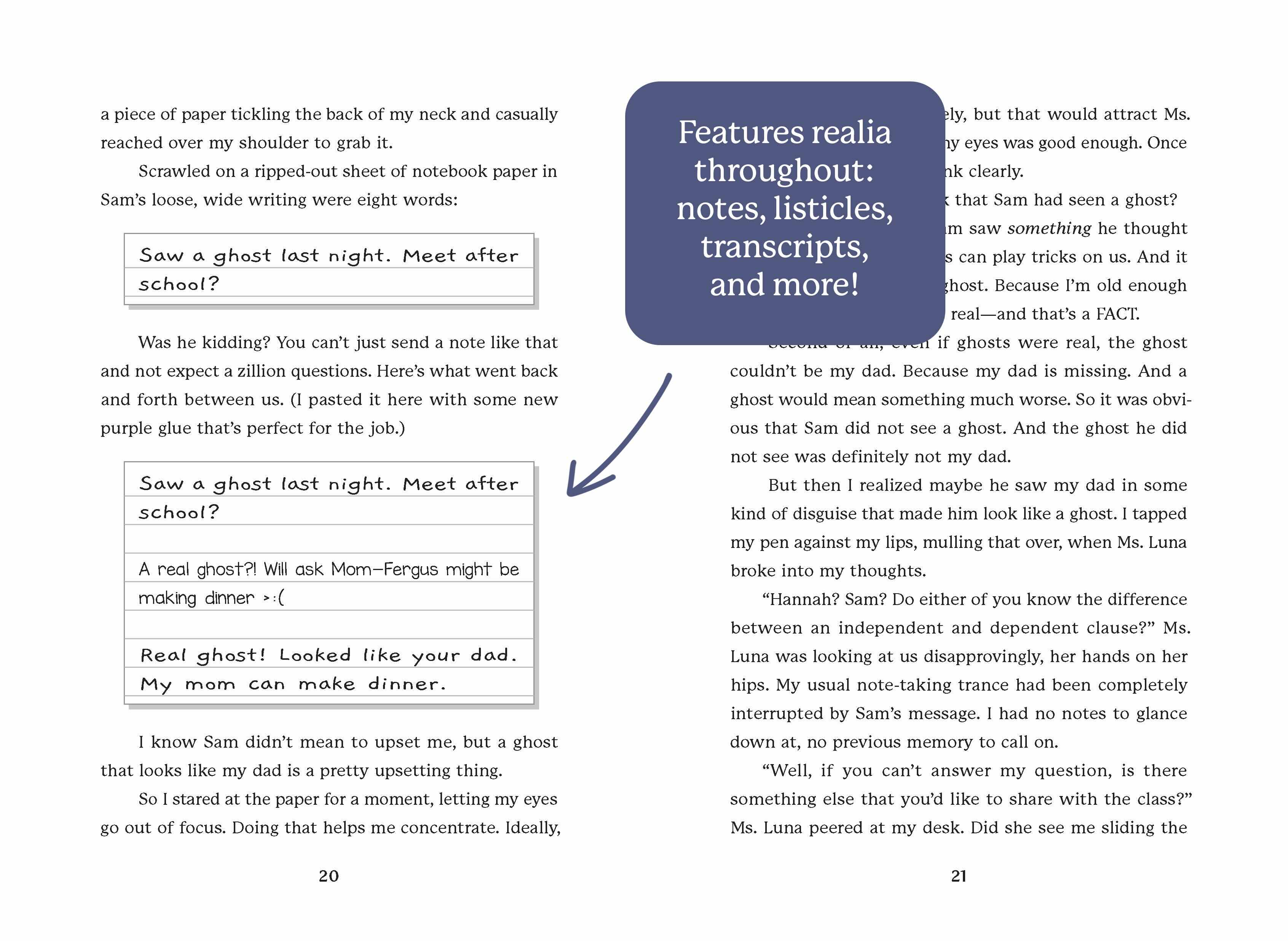 Sample spread of Hannah Edwards Secrets of Riverway from Chapter 3, pages 18 and 19