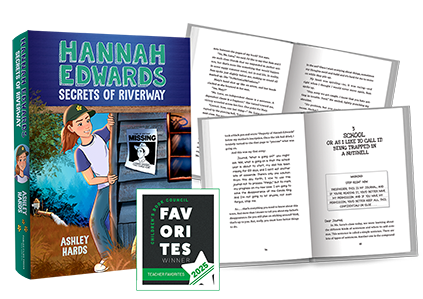 Hannah Edwards Secrets of Riverway Cover of Book with two interior spreads